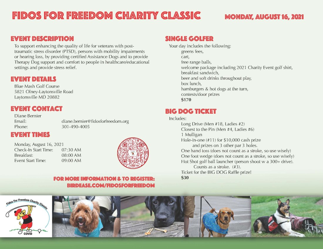 Fidos for Freedom Golf Flyer Page 1