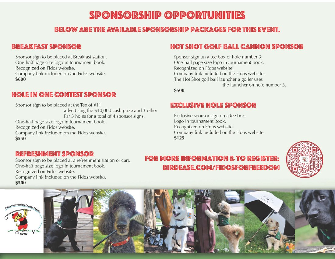 Fidos for Freedom Golf Flyer Page 1